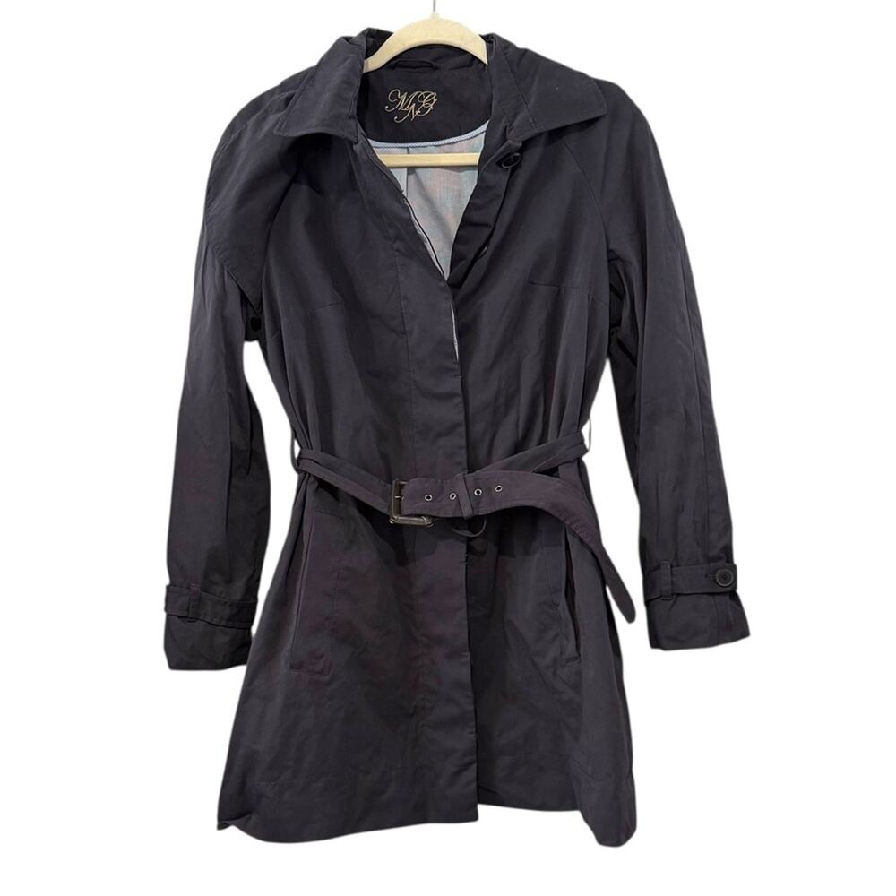 MNG Mango XL Navy Belted Trench Coat Cotton Blend Lightweight Jacket